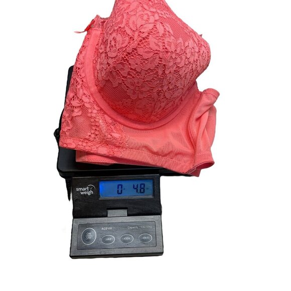 Cacique Lightly Lined Balconette Bra Seriously Sexy Coral Orange Size 42C Wired - Picture 6 of 6